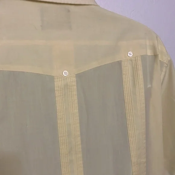 Guayabera by Haband of Paterson yellow mens shirt L - Picture 9 of 10
